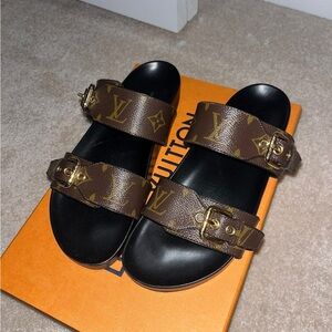 Louis Vuitton Monogram Brown and Black Sandals Women 7